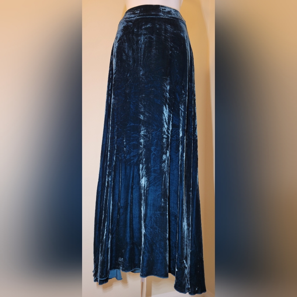 Soft Surroundings Deep Teal Velvet Skirt
